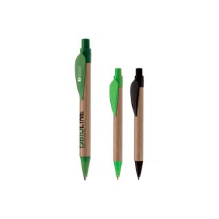 Bamboo pen with plastic leafclip