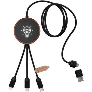 SCX.design C40 5-in-1 Ladekabel aus rPET mit 10W Ladepad und Leuchtlogo