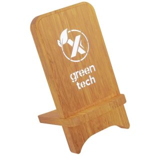 SCX.design W26 10W wooden wireless charging phone stand with light-up logo