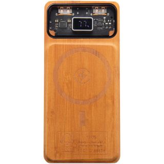 SCX.design P48 10.000 mAh magnetische 15W Powerbank aus Holz mit Leuchtlogo