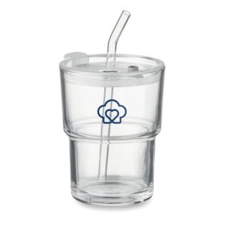 Glasbecher mit Trinkhalm 400ml SIP - Glasbecher mit Trinkhalm 400ml